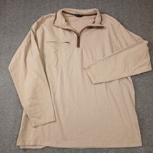 River's End Men's 1/4 Zip Pullover‎ 100% Cotton Blend Tan XL Long Sleeve